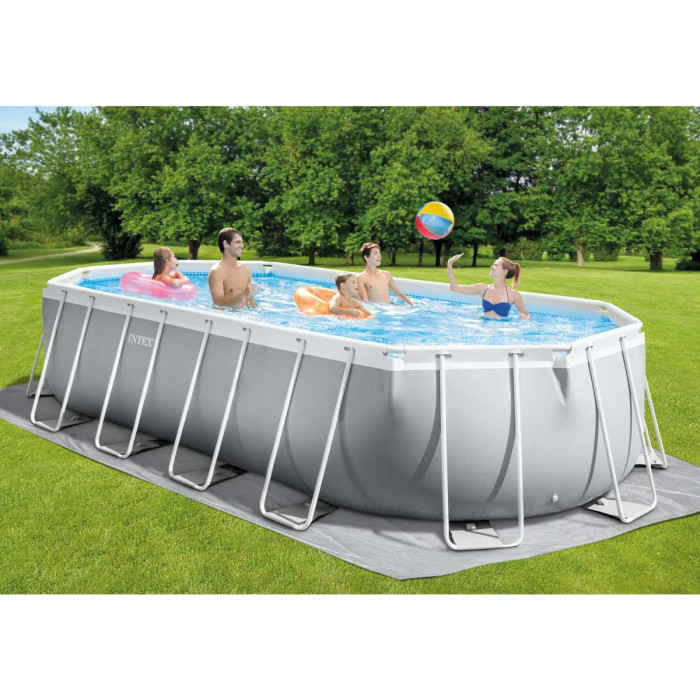 Каркасний басейн Intex 26798 OVAL (610х305х122 см) з картриджним фільтром, драбиною та тентом