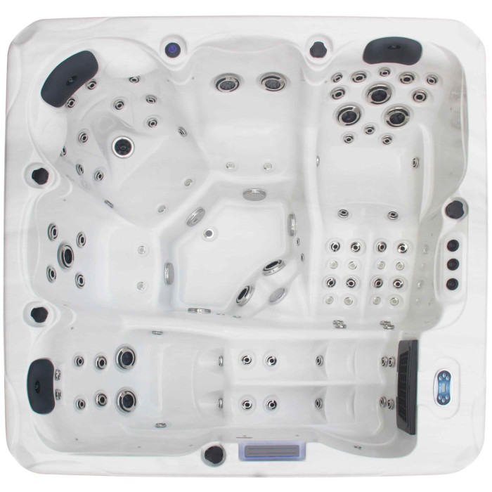 Гідромасажний басейн Aquajoy Santorini (220х220х95 см), Сріблясто-білий мармур