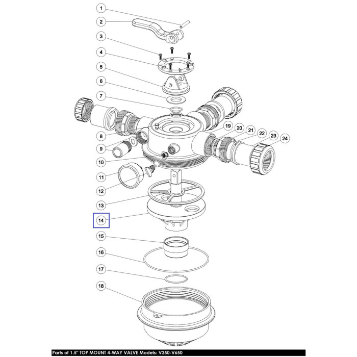Ротор 1.5" Emaux для 4-позиційного клапана V350-V650 (1021003) (верхнє підключення)