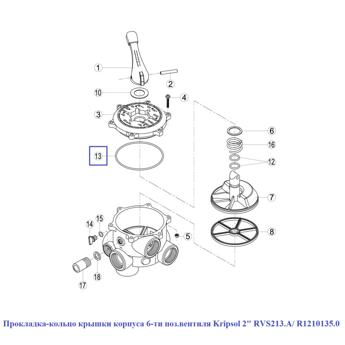 Прокладка-кільце кришки корпусу 6-позиційного вентиля Kripsol 2" RVS213.A/ R1210135.0