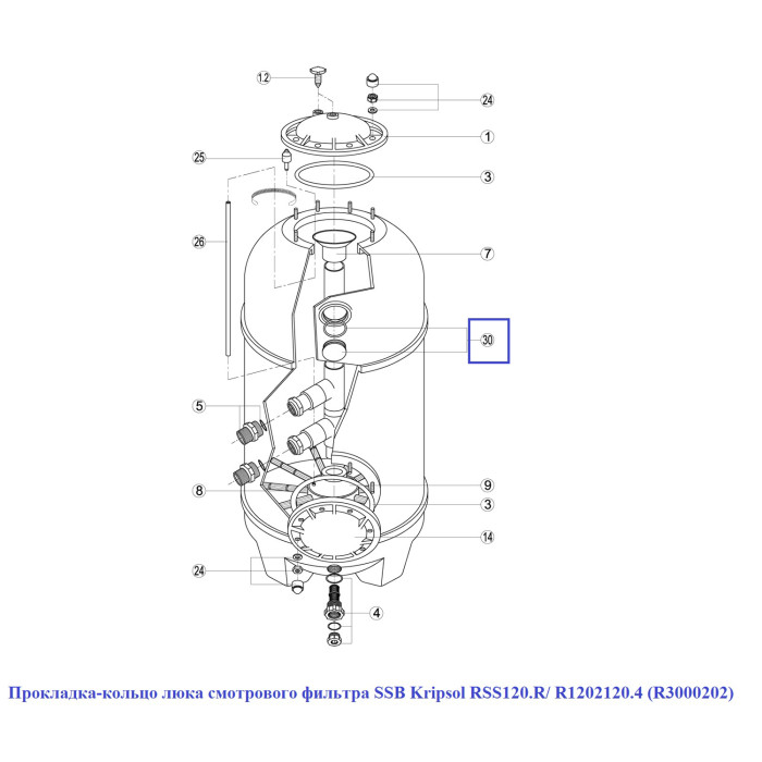 Прокладка-кільце оглядового люка фільтра SSB Kripsol RSS120.R/ R1202120.4 (R3000202)