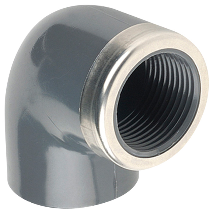 Коліно ПВХ Hidroten 1002160, 90°, з металевим кільцем, d20-1/2"