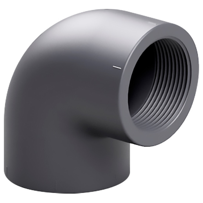 Коліно ПВХ Effast RGRGOG063G 90° перехідне, з внутрішньою різьбою d63x2"
