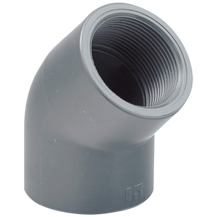 Коліно перехідне 45° ПВХ Hidroten 1002217, внутрішня різьба, d75 мм, 2 1/2"