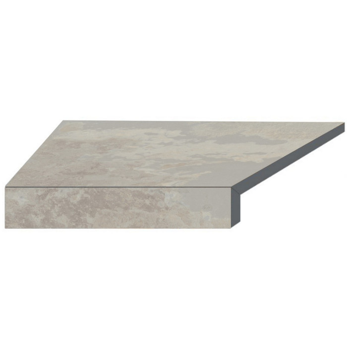 Кутовий Г-подібний елемент бортової плитки Aquaviva Loft Sand, 600x345x50(20) мм (лівий/45°)